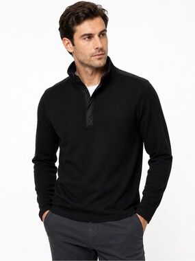 Hugo Boss BOSS Men’s Black Quarter Zip Pullover Sweater Size M Regular Fit